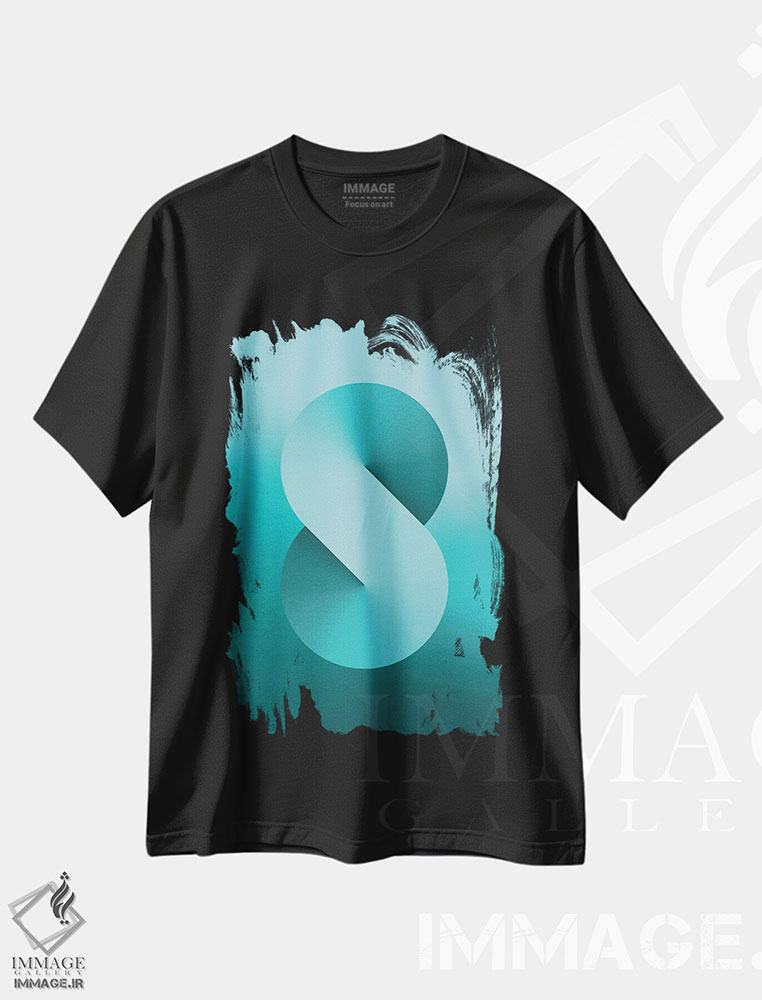 تیشرت طرح دار پس زمینهٔ گرادیان S شکل، هنر دیجیتال اثر آوی سیکس | فروشگاه ایماژ