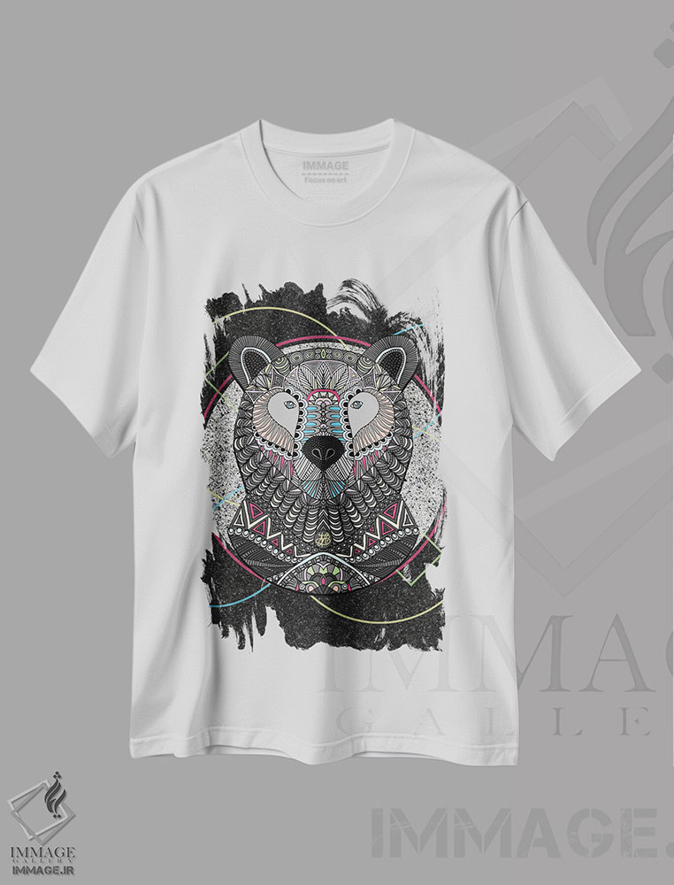 تیشرت طرح دار خرس قبیله ای نئونی، تزئینی اثر آنجلیکا پارکر | immage.ir