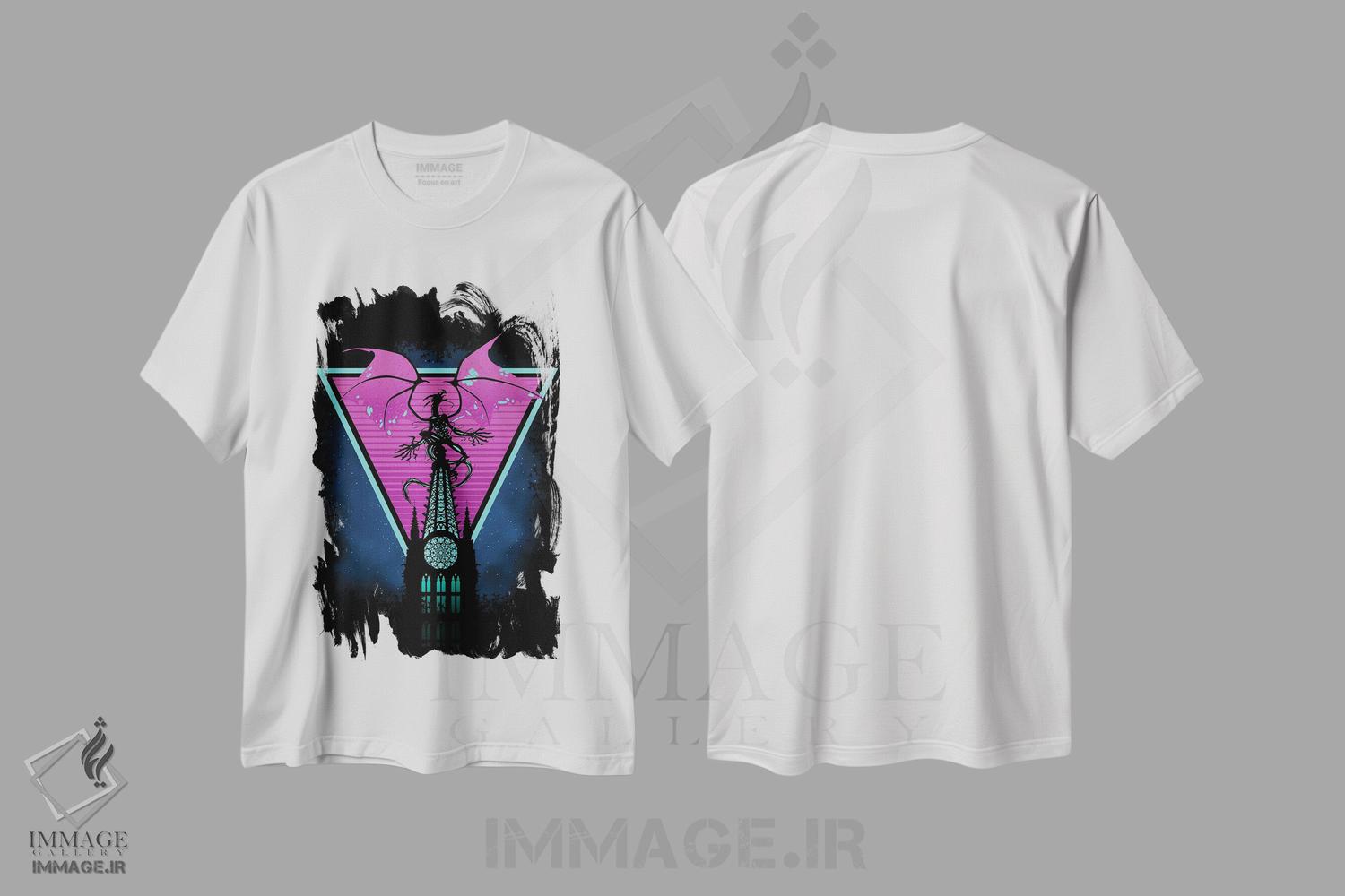 تیشرت طرح دار اژدهای کلیسای سبک قدیمی، هنر دیجیتال اثر آلبرتو پرز | فروشگاه ایماژ