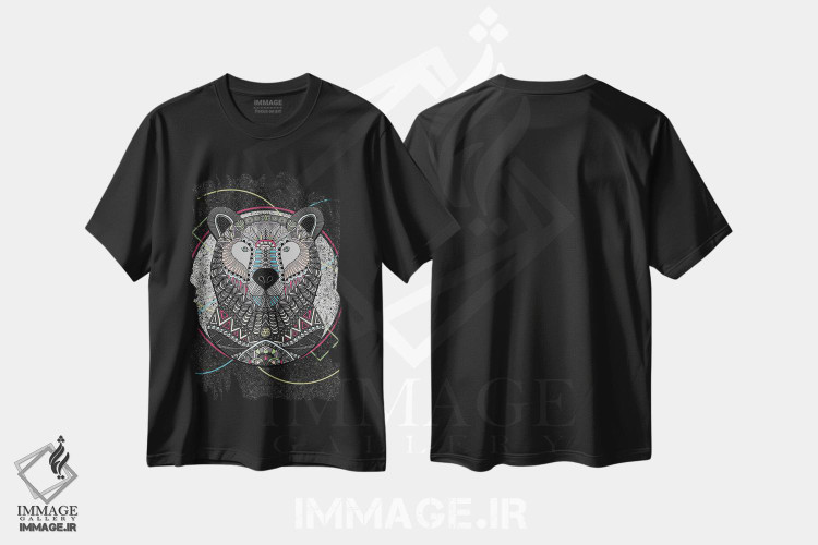 تیشرت طرح دار خرس قبیله ای نئونی، تزئینی اثر آنجلیکا پارکر | فروشگاه ایماژ