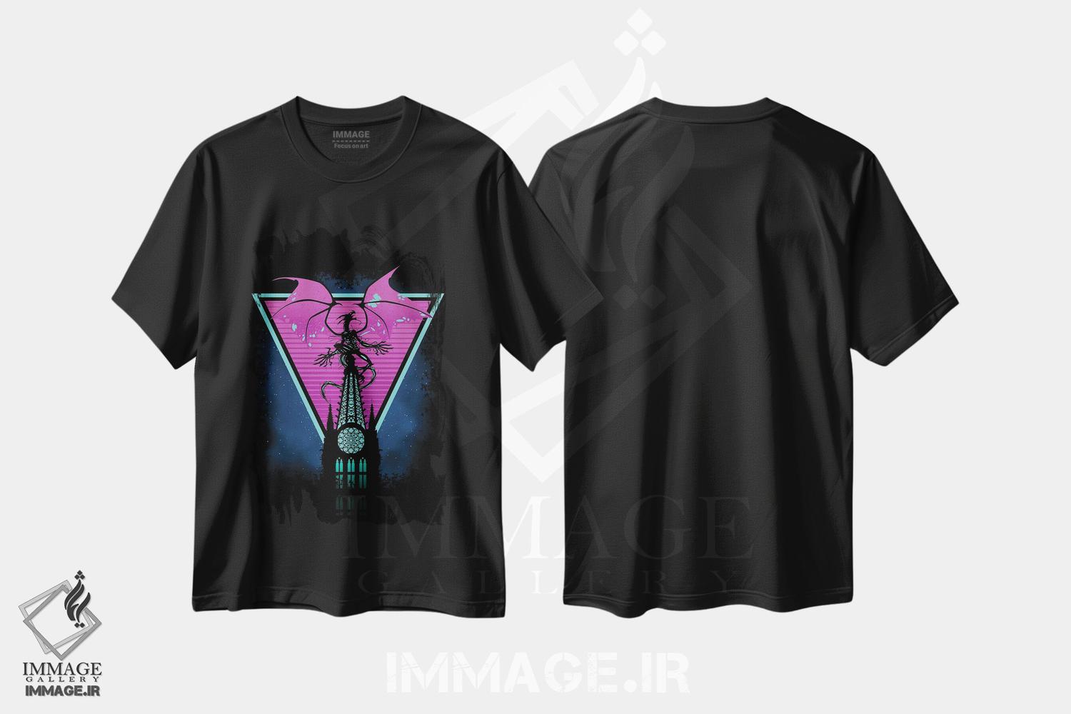 تیشرت طرح دار اژدهای کلیسای سبک قدیمی، هنر دیجیتال اثر آلبرتو پرز | immage.ir