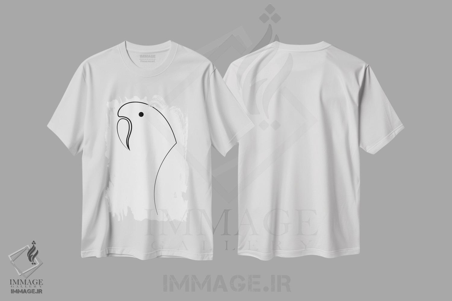 تیشرت طرح دار خط طوطی، هنر تزئینی سیاه و سفید اثر ادیلوم | فروشگاه ایماژ