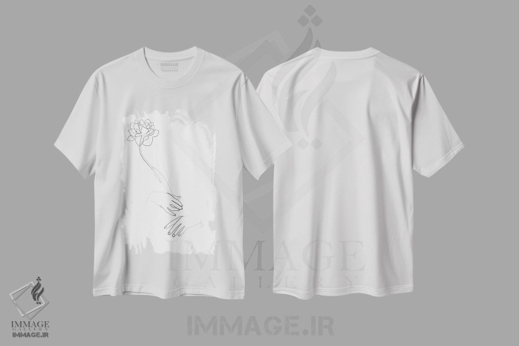 تیشرت طرح دار گل صدتومانی، هنر تزئینی سیاه و سفید اثر ادیلوم | immage.ir
