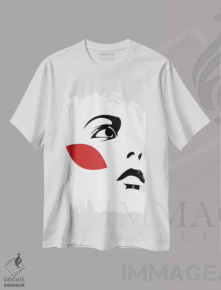 تیشرت طرح دار برگ های قرمز ۲، تزئینی اثر ادیلوم | فروشگاه ایماژ