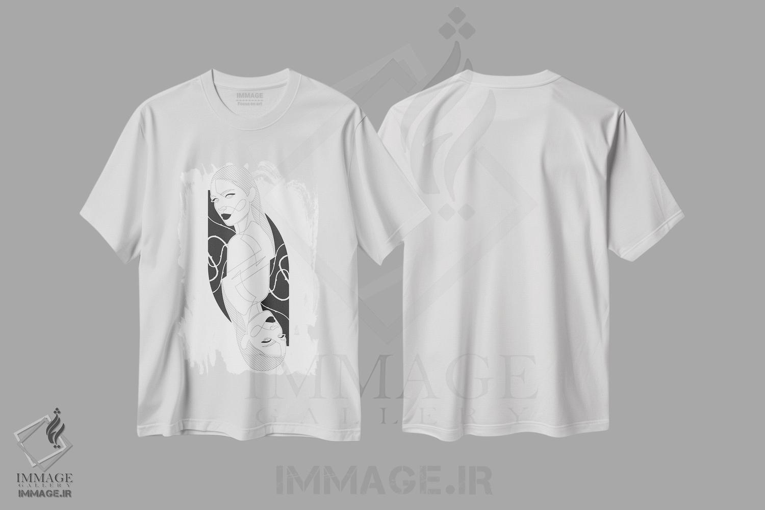 تیشرت طرح دار QS، هنر تزئینی سیاه و سفید اثر ادیلوم | immage.ir
