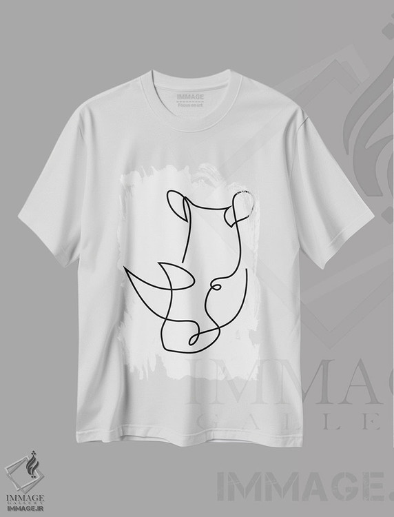 تیشرت طرح دار کرگدن تک خطی، هنر تزئینی سیاه و سفید اثر ادیلوم | فروشگاه ایماژ