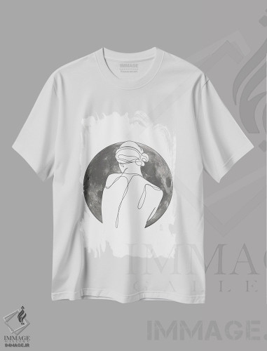 تیشرت طرح دار وابسته به غروب، هنر تزئینی سیاه و سفید اثر ادیلوم | فروشگاه ایماژ