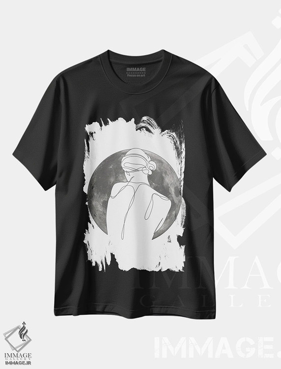 تیشرت طرح دار وابسته به غروب، هنر تزئینی سیاه و سفید اثر ادیلوم | immage.ir