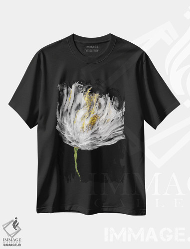 تیشرت طرح دار لاله ها بر زمینهٔ مشکی I اثر ونسا آستین | فروشگاه ایماژ