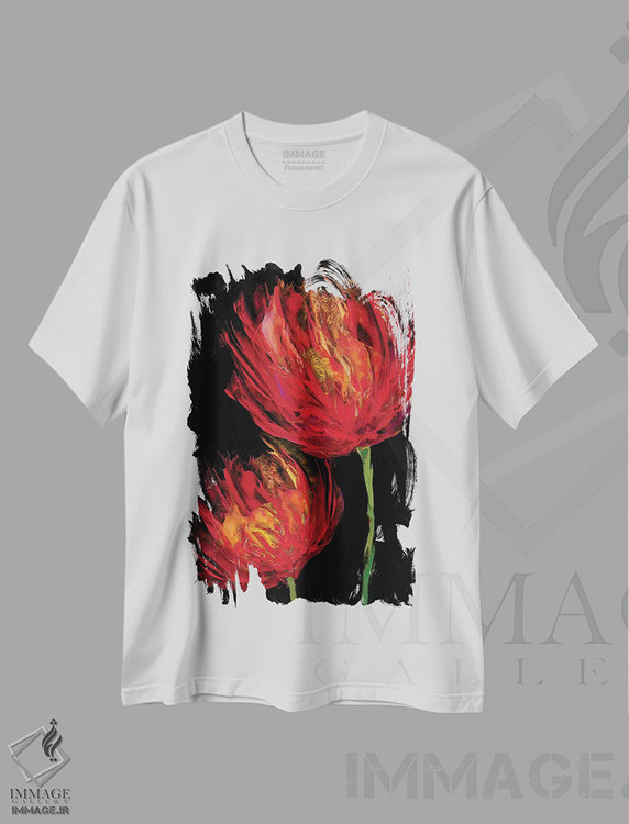 تیشرت طرح دار لاله های قرمز II اثر ونسا آستین | فروشگاه ایماژ