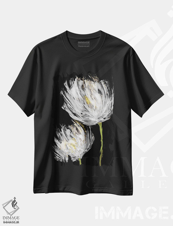 تیشرت طرح دار لاله ها بر زمینهٔ مشکی II اثر ونسا آستین | immage.ir