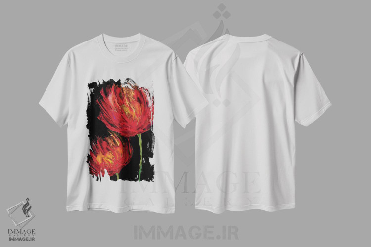 تیشرت طرح دار لاله های قرمز II اثر ونسا آستین | فروشگاه ایماژ