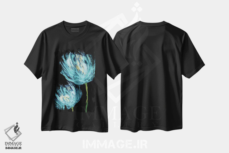 تیشرت طرح دار لاله های آبی II اثر ونسا آستین | immage.ir