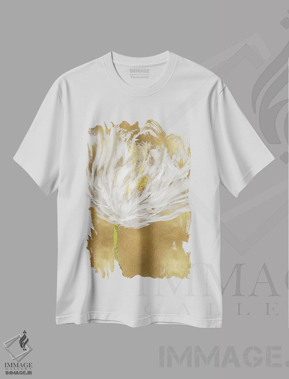 تیشرت طرح دار لاله ها بر زمینهٔ طلایی I، تزئینی اثر ونسا آستین | immage.ir