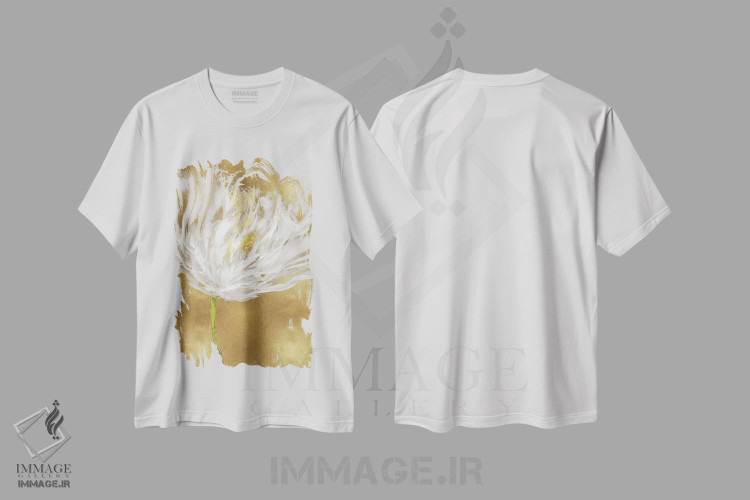 تیشرت طرح دار لاله ها بر زمینهٔ طلایی I، تزئینی اثر ونسا آستین | immage.ir