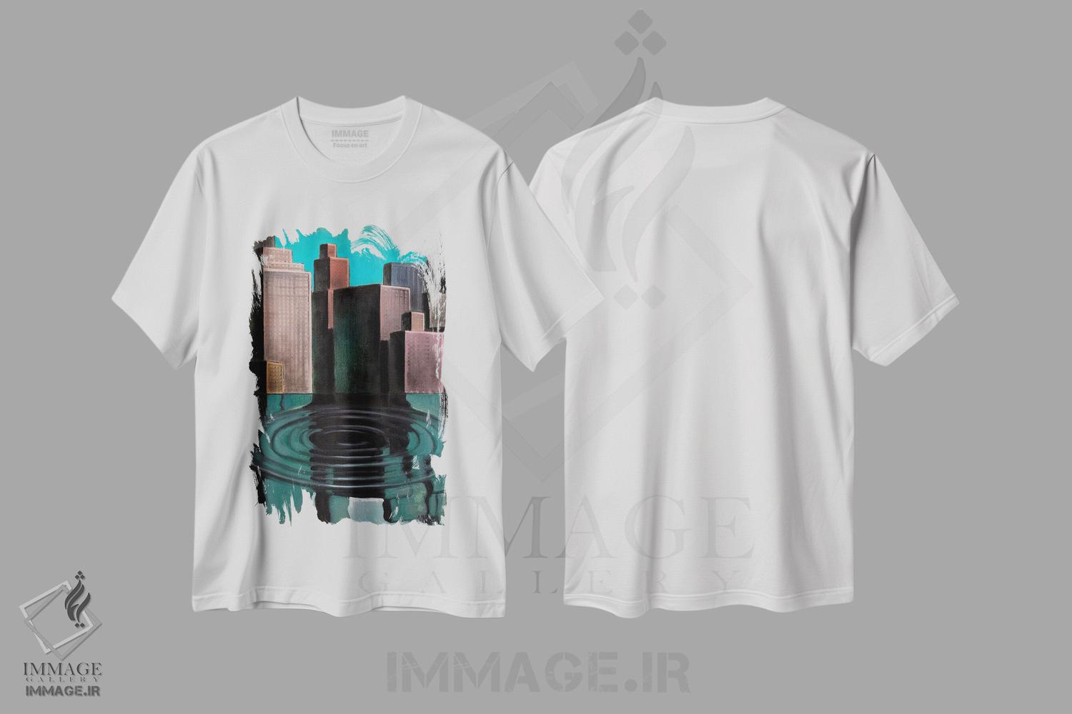 تیشرت طرح دار چشم انداز آبی آمریکایی، هنر فاخر معاصر اثر آندریا واندونی | immage.ir