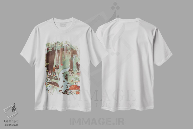 تیشرت طرح دار قدم زنی در جنگل I، تزئینی اثر آرویللا مورِت | immage.ir