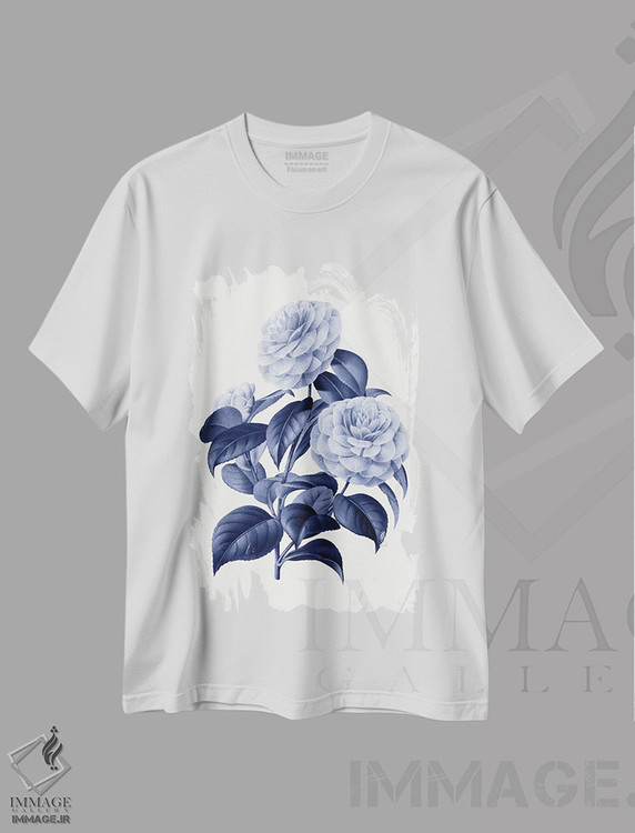تیشرت طرح دار گیاه شناسی آبی قدیمی X، تزئینی اثر امیلی وینتیج کو | فروشگاه ایماژ