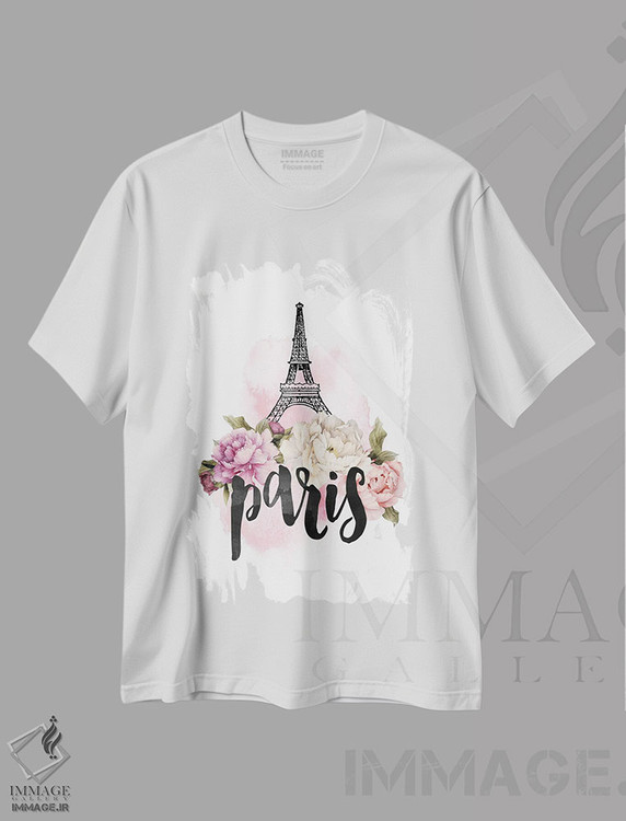تیشرت طرح دار پاریس، تزئینی اثر امیلی وینتیج کو | فروشگاه ایماژ