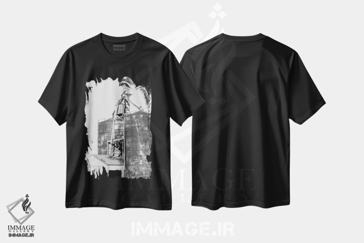 تیشرت طرح دار سیلوها، هنر تزئینی سیاه و سفید اثر امیلی وینتیج کو | immage.ir