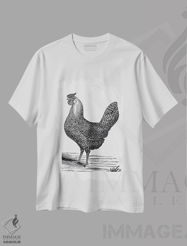 تیشرت طرح دار مرغ قدیمی، هنر تزئینی سیاه و سفید اثر امیلی وینتیج کو | فروشگاه ایماژ