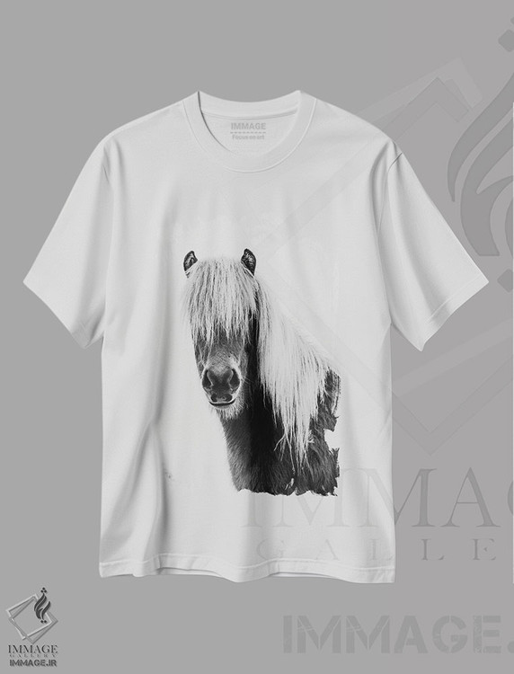تیشرت طرح دار کره اسب وحشی، هنر تزئینی سیاه و سفید اثر امیلی وینتیج کو | فروشگاه ایماژ