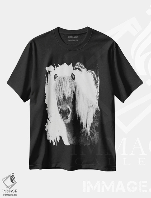 تیشرت طرح دار کره اسب وحشی، هنر تزئینی سیاه و سفید اثر امیلی وینتیج کو | immage.ir