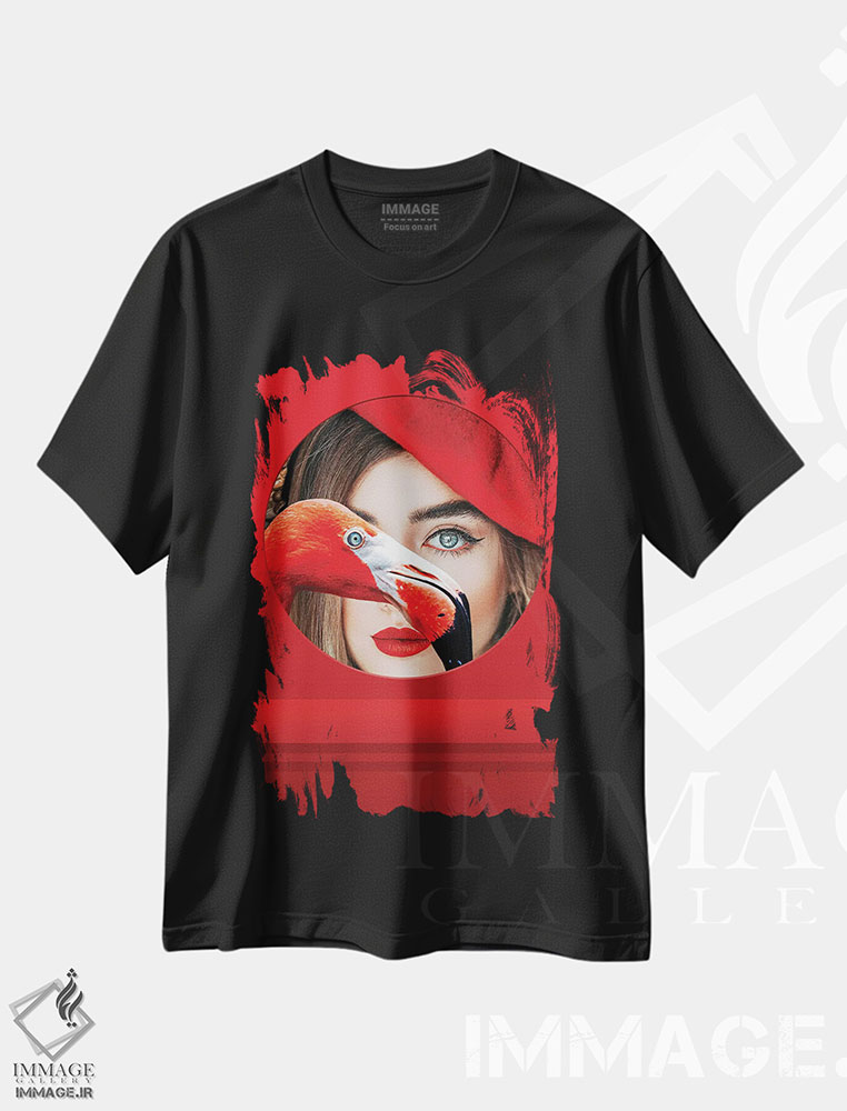 تیشرت طرح دار زن قرمز، اثر انتزاعی، مدیوم اثر آدریان ویریو | immage.ir