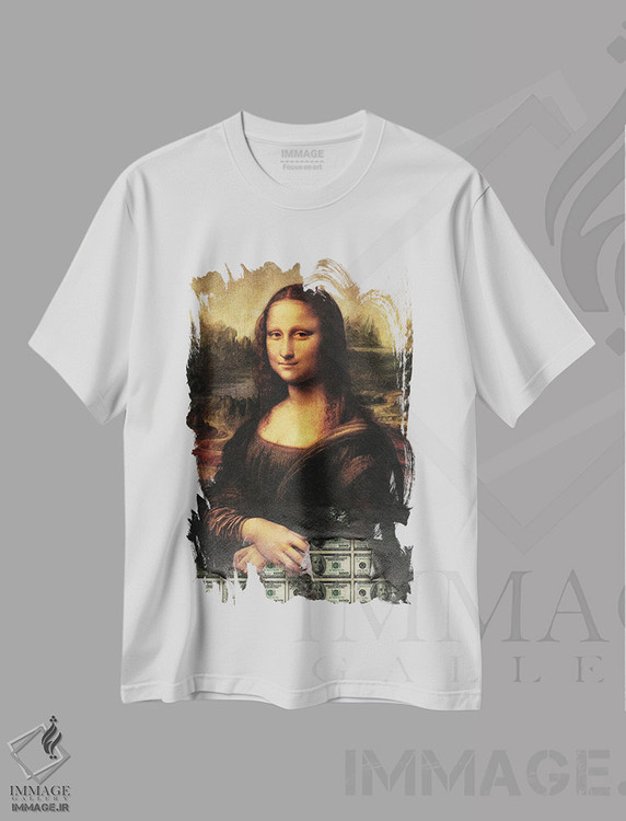 تیشرت طرح دار مونالیزا، هنر Money Lisa، هنر دیجیتال اثر آدریان ویریو | immage.ir