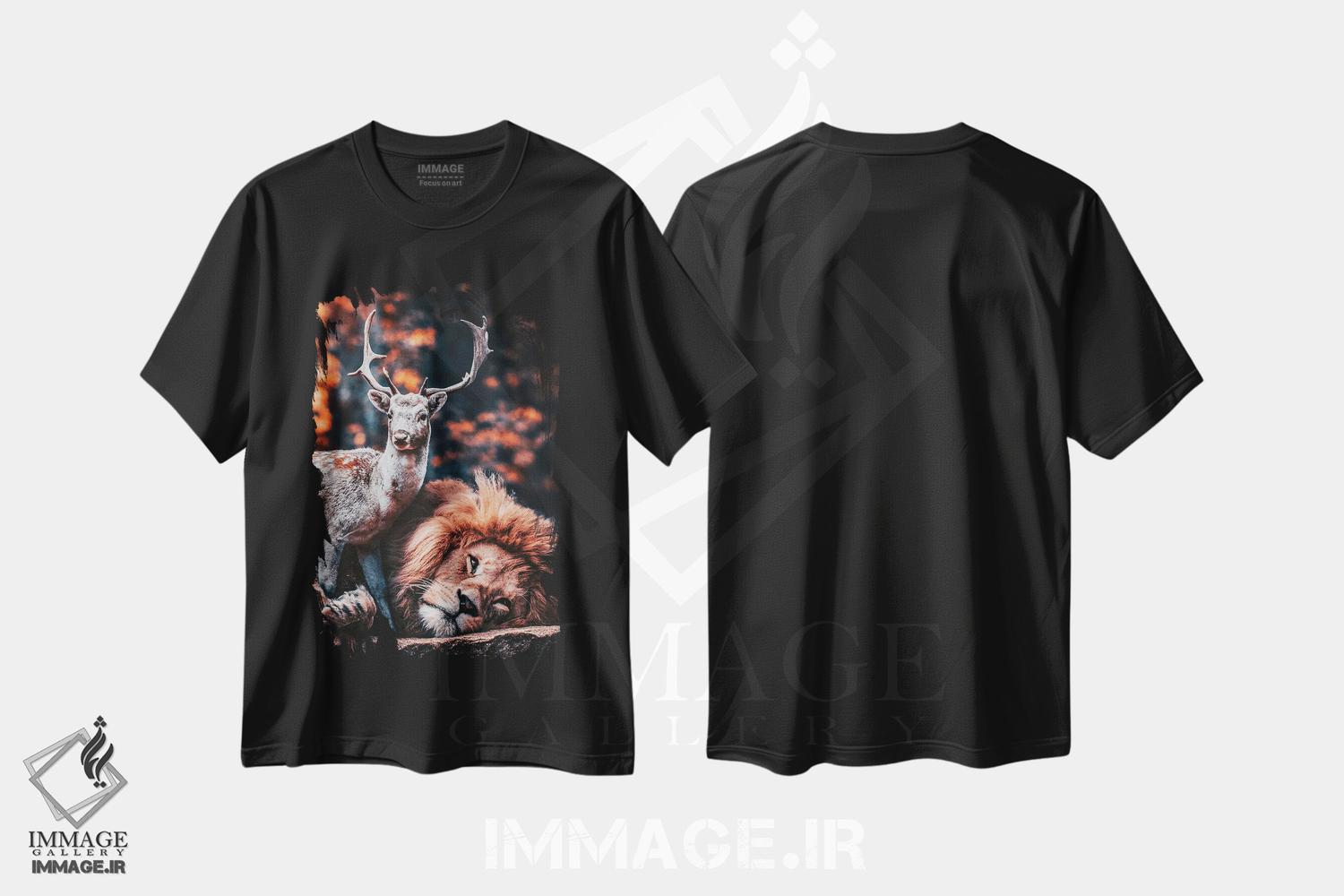 تیشرت طرح دار شیر دوست گوزن است، مدیوم اثر آدریان ویریو | immage.ir