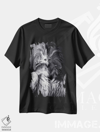 تیشرت طرح دار عقاب خانواده سلطنتی، با ماسک، عکاسی سیاه و سفید اثر آدریان ویریو | فروشگاه ایماژ