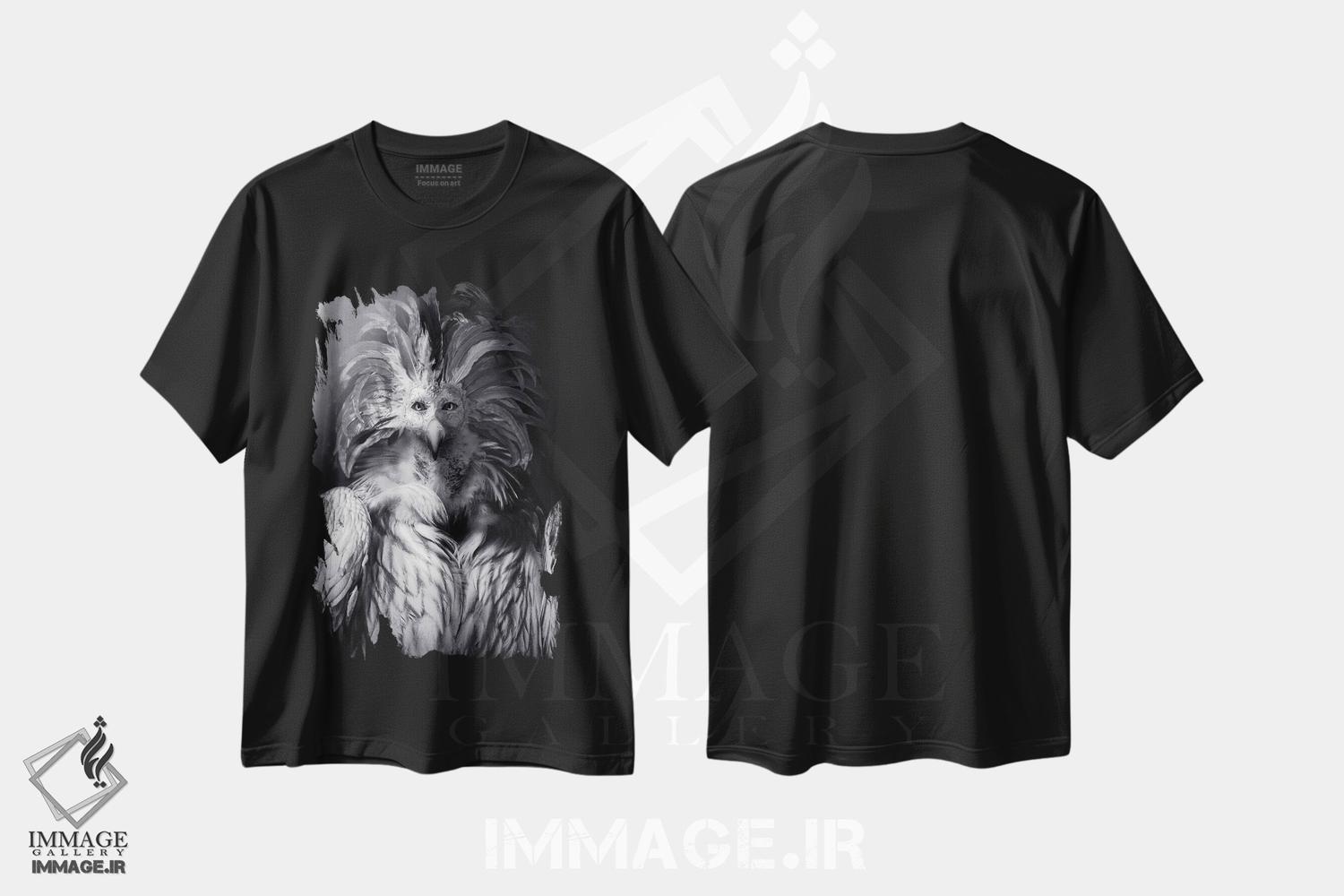 تیشرت طرح دار عقاب خانواده سلطنتی، با ماسک، عکاسی سیاه و سفید اثر آدریان ویریو | فروشگاه ایماژ