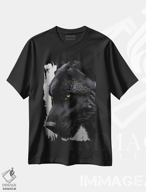 تیشرت طرح دار سر گرگ سیاه، عکاسی ترکیبی اثر آدریان ویریو | فروشگاه ایماژ