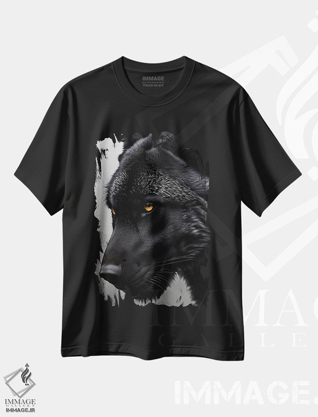 تیشرت طرح دار سر گرگ سیاه، عکاسی ترکیبی اثر آدریان ویریو | فروشگاه ایماژ