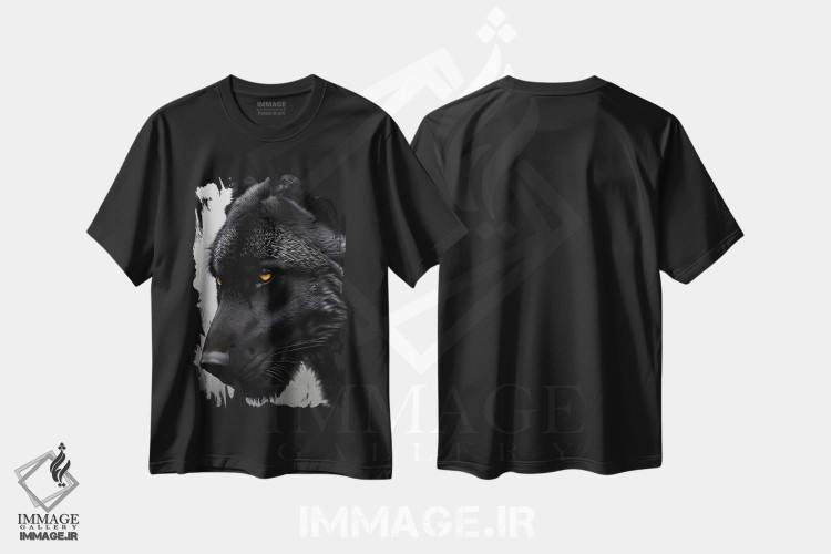 تیشرت طرح دار سر گرگ سیاه، عکاسی ترکیبی اثر آدریان ویریو | فروشگاه ایماژ