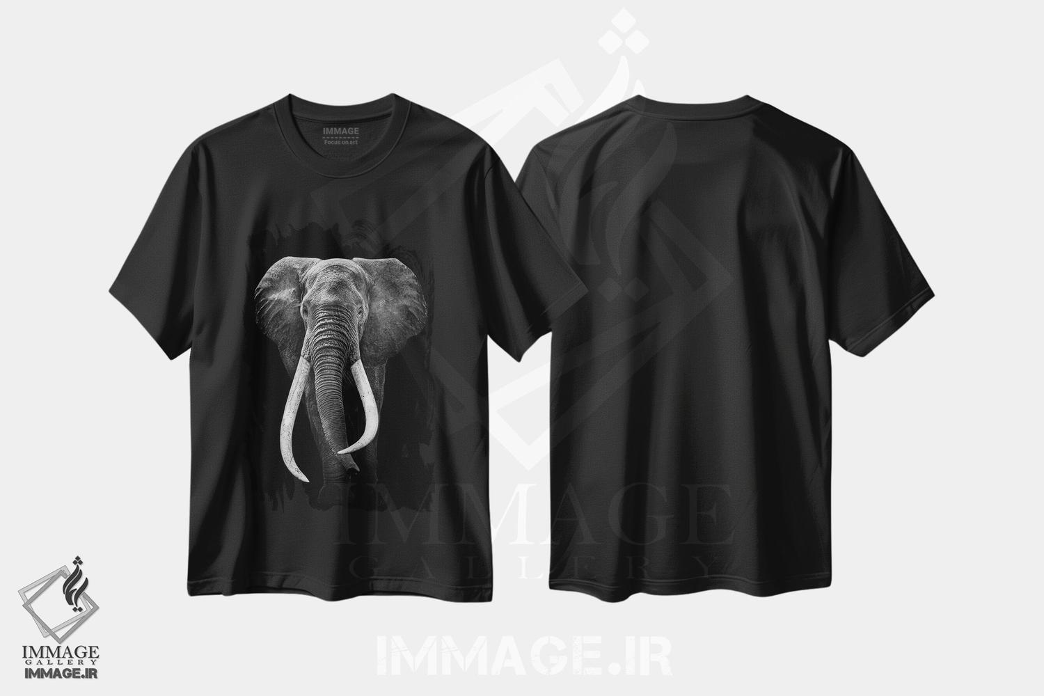 تیشرت طرح دار فیل سیاه و سفید، عکاسی سیاه و سفید اثر آدریان ویریو | فروشگاه ایماژ