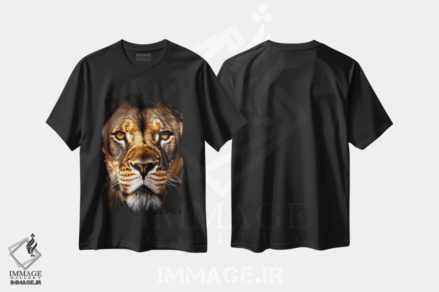 تیشرت طرح دار Animal II,پرتره صورت شیر به صورت جداشده، عکاسی ترکیبی اثر آدریان ویریو | فروشگاه ایماژ