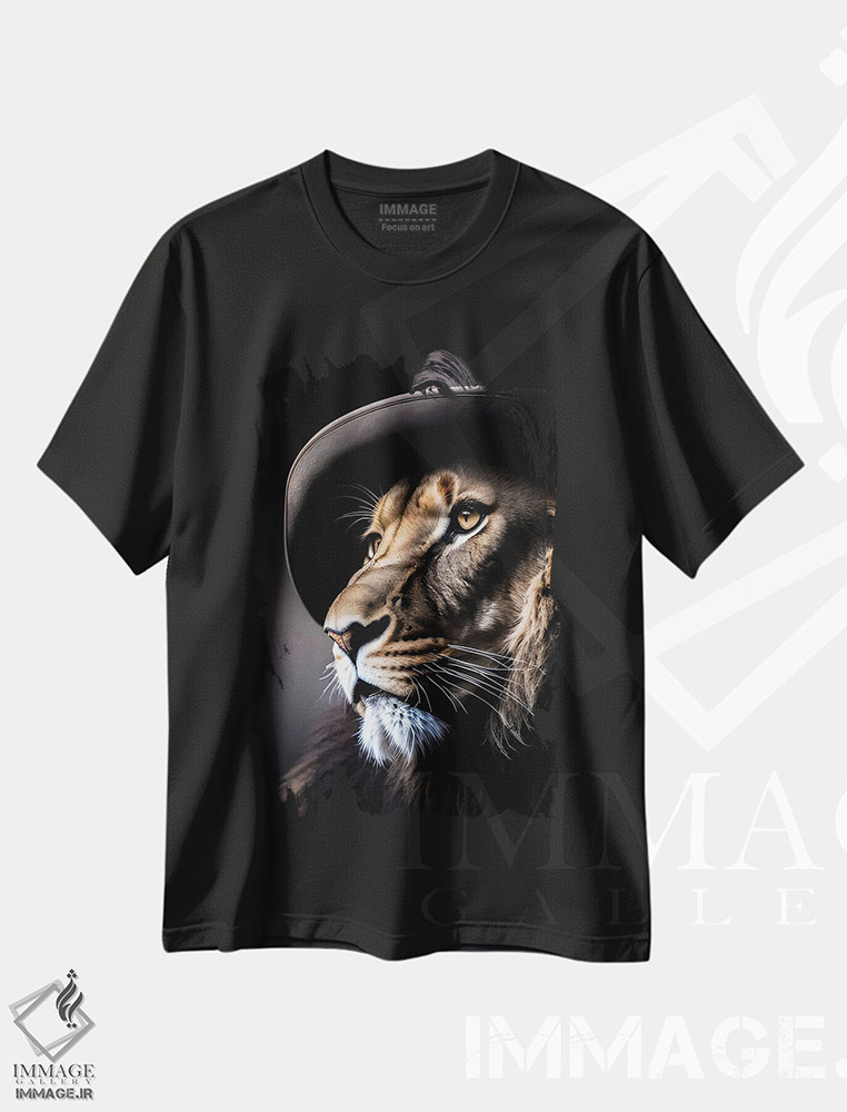 تیشرت طرح دار Lion's Head,شیر با کلاه، سر شیر، عکاسی ترکیبی اثر آدریان ویریو | فروشگاه ایماژ