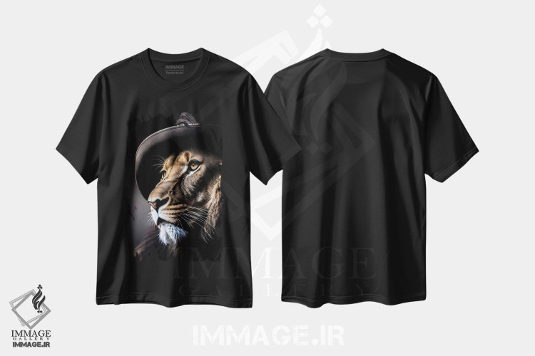 تیشرت طرح دار Lion's Head,شیر با کلاه، سر شیر، عکاسی ترکیبی اثر آدریان ویریو | فروشگاه ایماژ