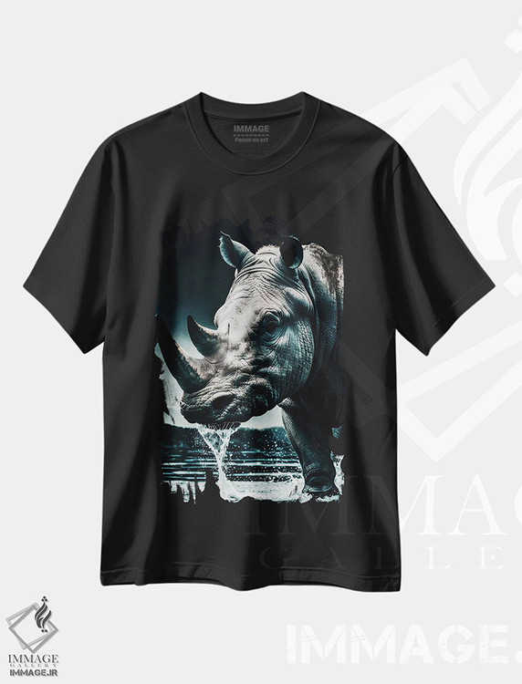 تیشرت طرح دار Face Animal In Water,پرتره صورت کرگدن در آب، عکاسی ترکیبی اثر آدریان ویریو | immage.ir