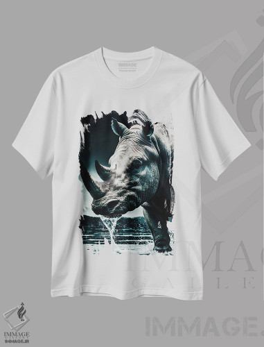 تیشرت طرح دار Face Animal In Water,پرتره صورت کرگدن در آب، عکاسی ترکیبی اثر آدریان ویریو | فروشگاه ایماژ