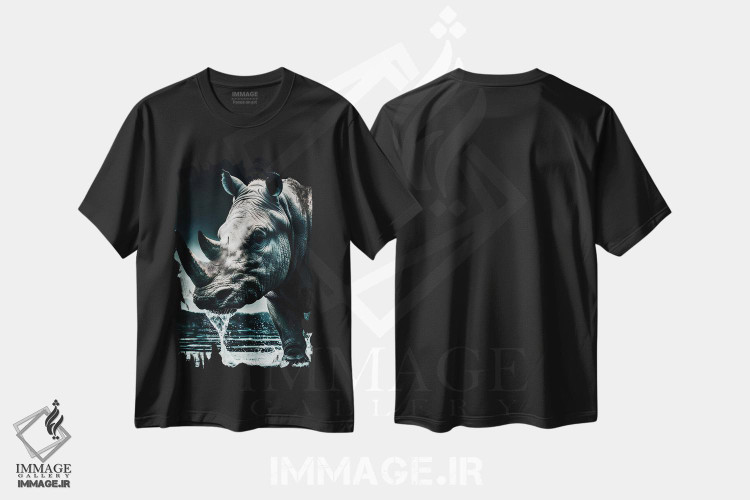 تیشرت طرح دار Face Animal In Water,پرتره صورت کرگدن در آب، عکاسی ترکیبی اثر آدریان ویریو | immage.ir