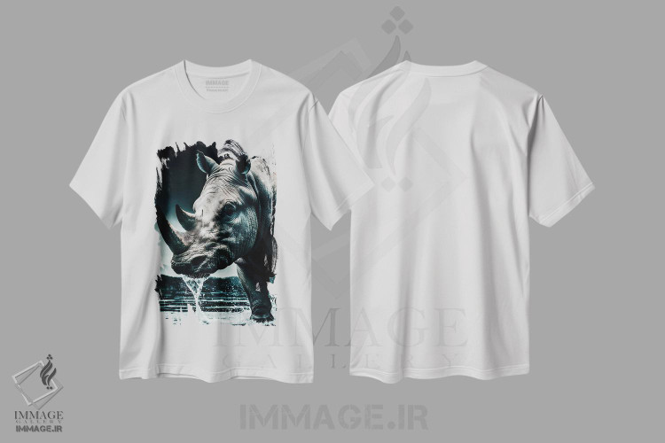 تیشرت طرح دار Face Animal In Water,پرتره صورت کرگدن در آب، عکاسی ترکیبی اثر آدریان ویریو | فروشگاه ایماژ