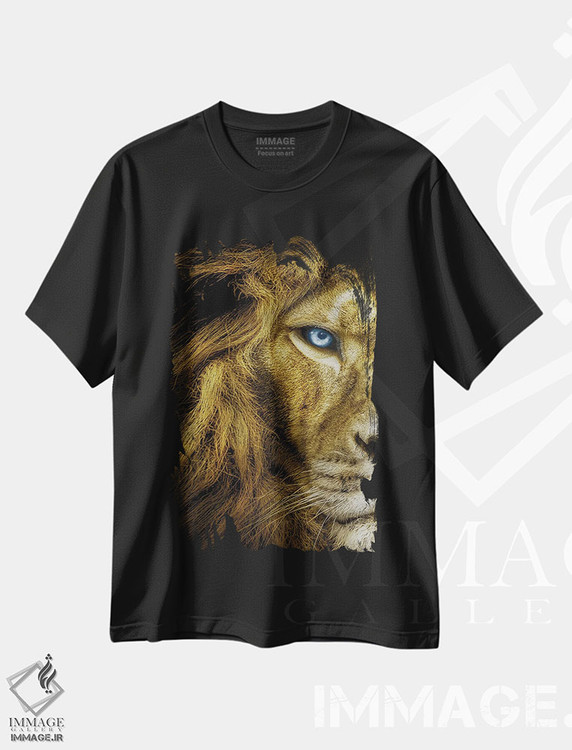 تیشرت طرح دار شیر با چشم های آبی، نیم رخ صورت، مدیوم اثر آدریان ویریو | فروشگاه ایماژ