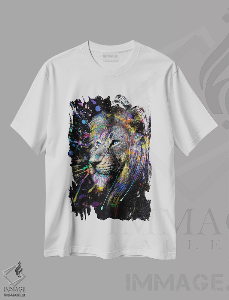 تیشرت طرح دار Abstract Art,سر شیر رنگی، هنر انتزاعی، عکاسی ترکیبی اثر آدریان ویریو | فروشگاه ایماژ
