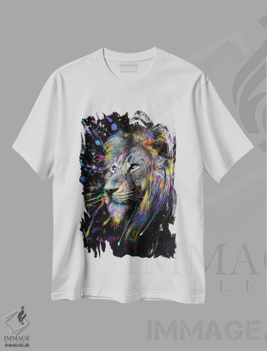 تیشرت طرح دار Abstract Art,سر شیر رنگی، هنر انتزاعی، عکاسی ترکیبی اثر آدریان ویریو | فروشگاه ایماژ