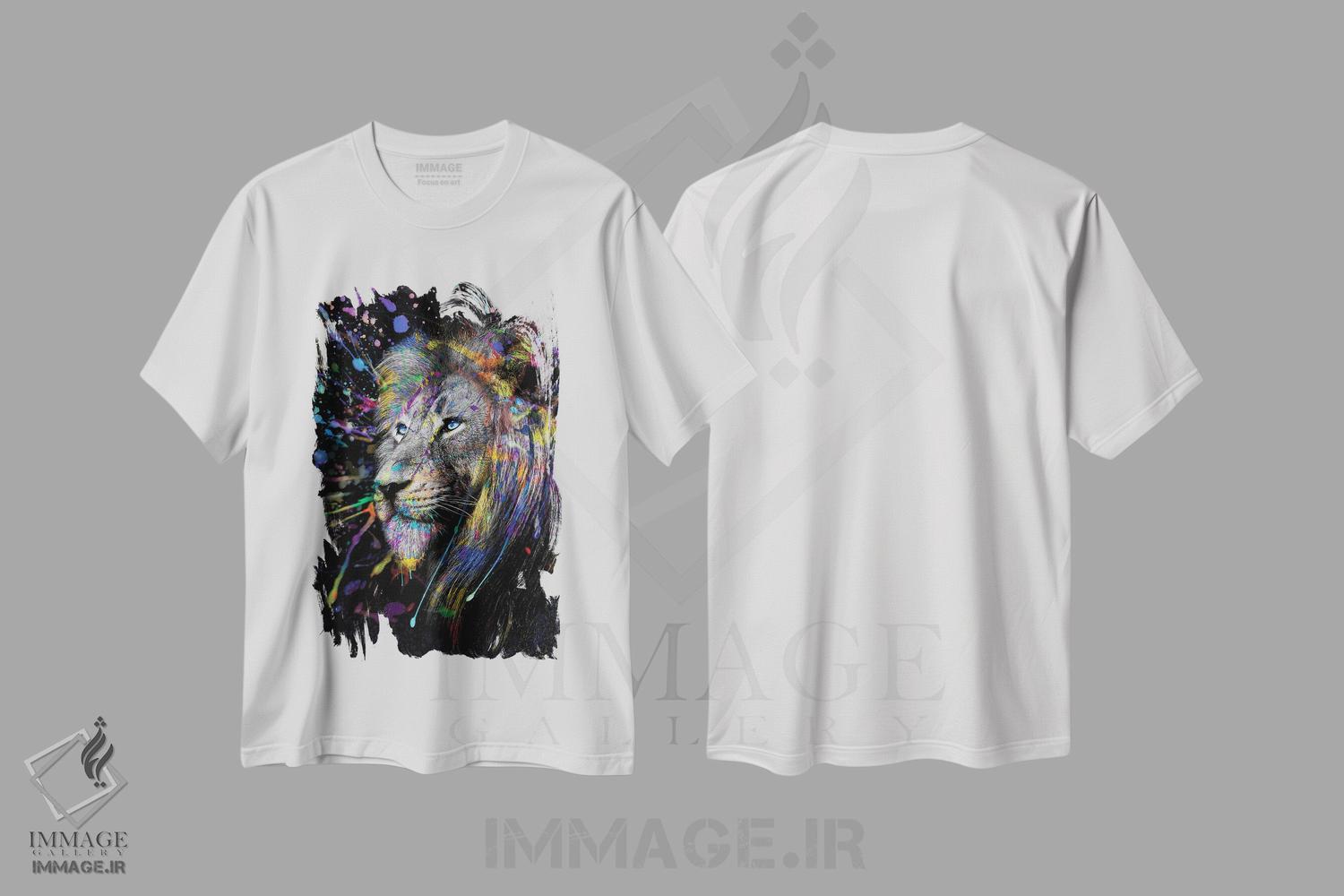 تیشرت طرح دار Abstract Art,سر شیر رنگی، هنر انتزاعی، عکاسی ترکیبی اثر آدریان ویریو | فروشگاه ایماژ