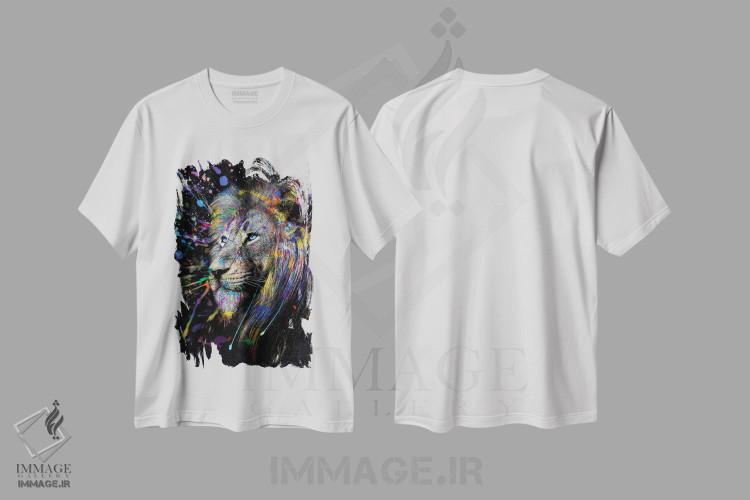 تیشرت طرح دار Abstract Art,سر شیر رنگی، هنر انتزاعی، عکاسی ترکیبی اثر آدریان ویریو | فروشگاه ایماژ