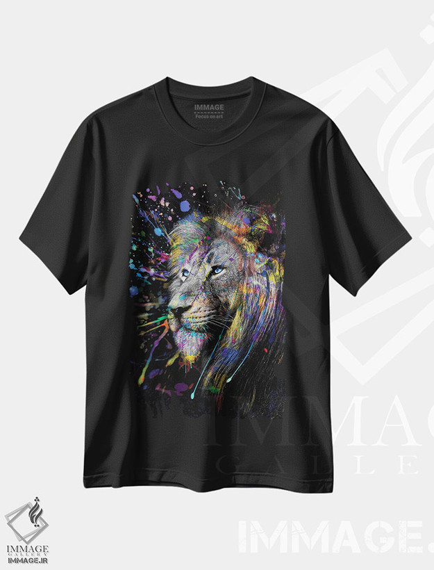 تیشرت طرح دار Abstract Art,سر شیر رنگی، هنر انتزاعی، عکاسی ترکیبی اثر آدریان ویریو | immage.ir