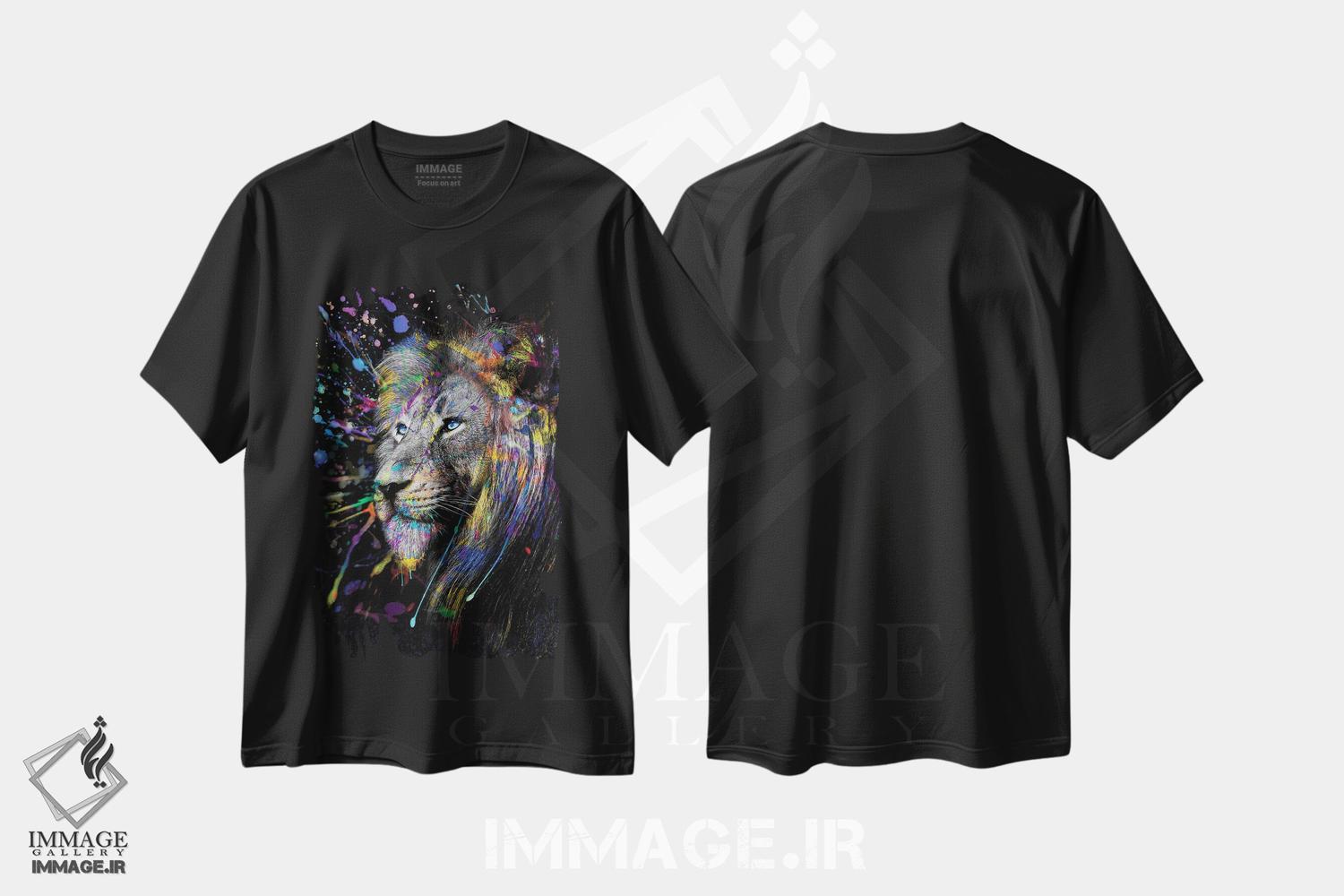 تیشرت طرح دار Abstract Art,سر شیر رنگی، هنر انتزاعی، عکاسی ترکیبی اثر آدریان ویریو | immage.ir